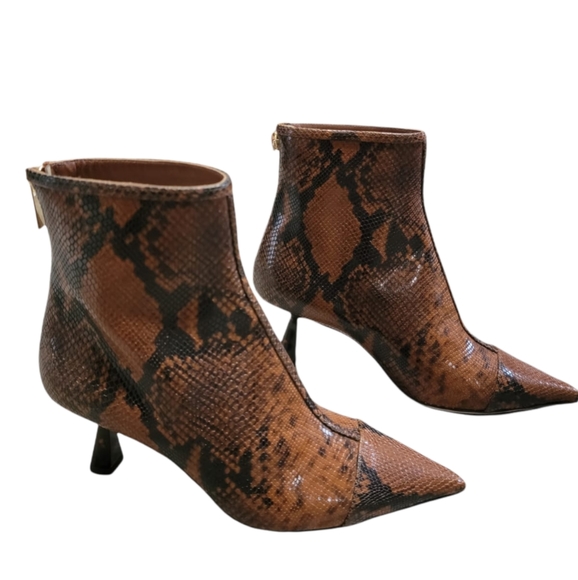 JIMMY CHOO Kix 65 Cuoio Snake Print Pointed Toe Leather Boots Size 36.5 ITALY - Picture 6 of 17